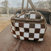 Outlaw Checkered Cowhide Duffel Bag - Brown
