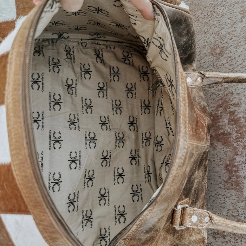 Outlaw Checkered Cowhide Duffel Bag - Brown