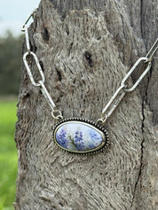 Oval Bluebonnet Paperclip Chain Necklace