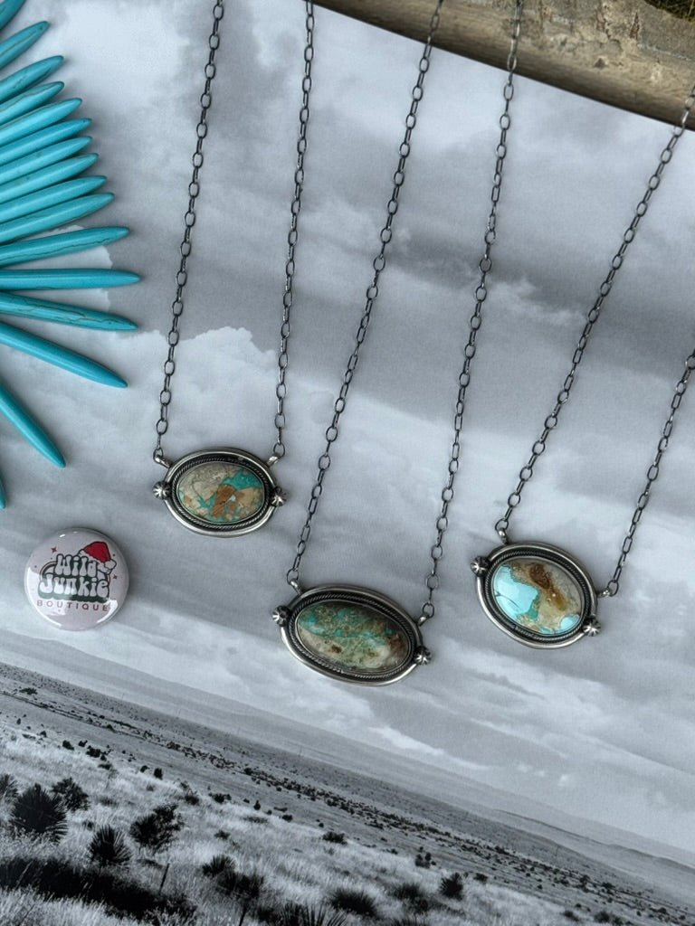 Oval Boulder Turquoise Chain Necklace