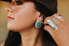 Oval Concho Earrings with Turquoise Stone