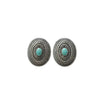 Oval Concho Earrings with Turquoise Stone