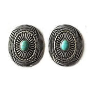 Oval Concho Turquoise Stud Earrings