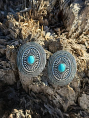 Oval Concho Turquoise Stud Earrings