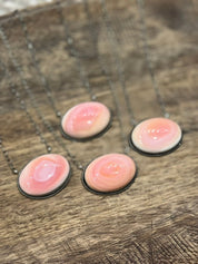 Oval Pink Conch Chain Necklace