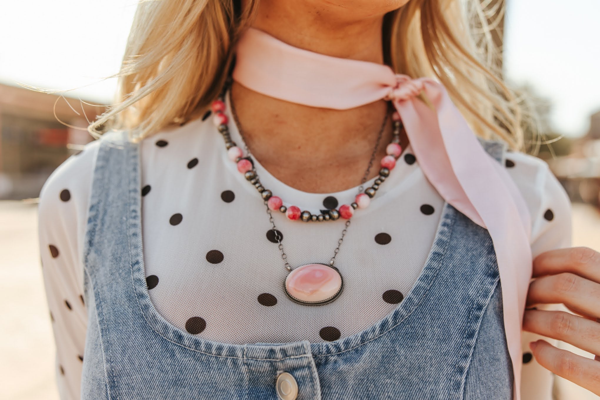 Oval Pink Conch Chain Necklace