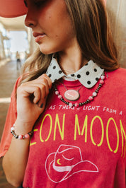 Oval Pink Conch Chain Necklace