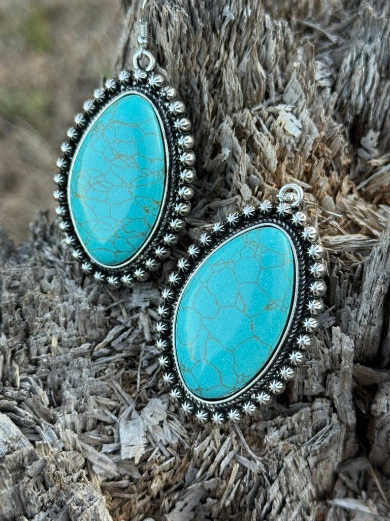 Oval Turquoise Drop Earrings