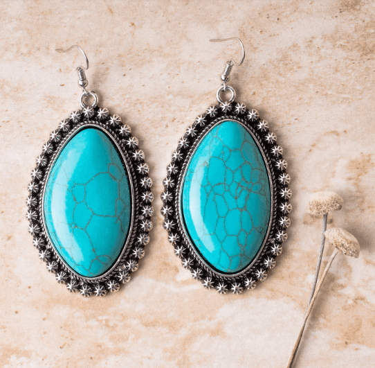 Oval Turquoise Drop Earrings