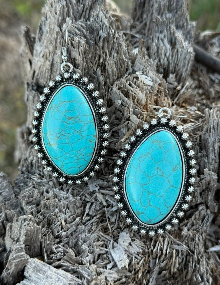 Oval Turquoise Drop Earrings