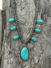 Oval Turquoise Pearl Necklace