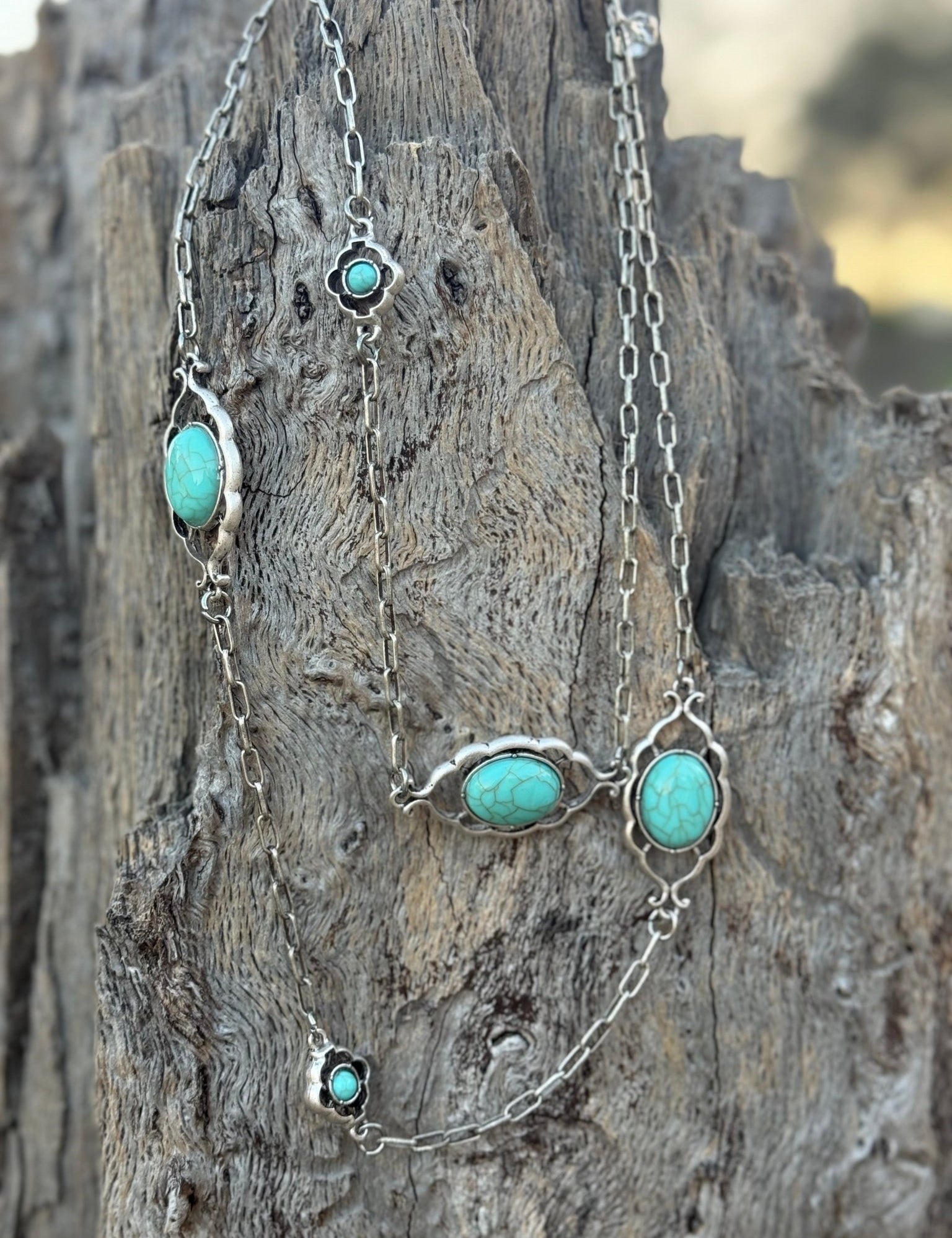 Oval Turquoise Station Necklace