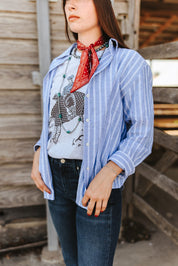 Oversized Button Down Stripe ShirtS