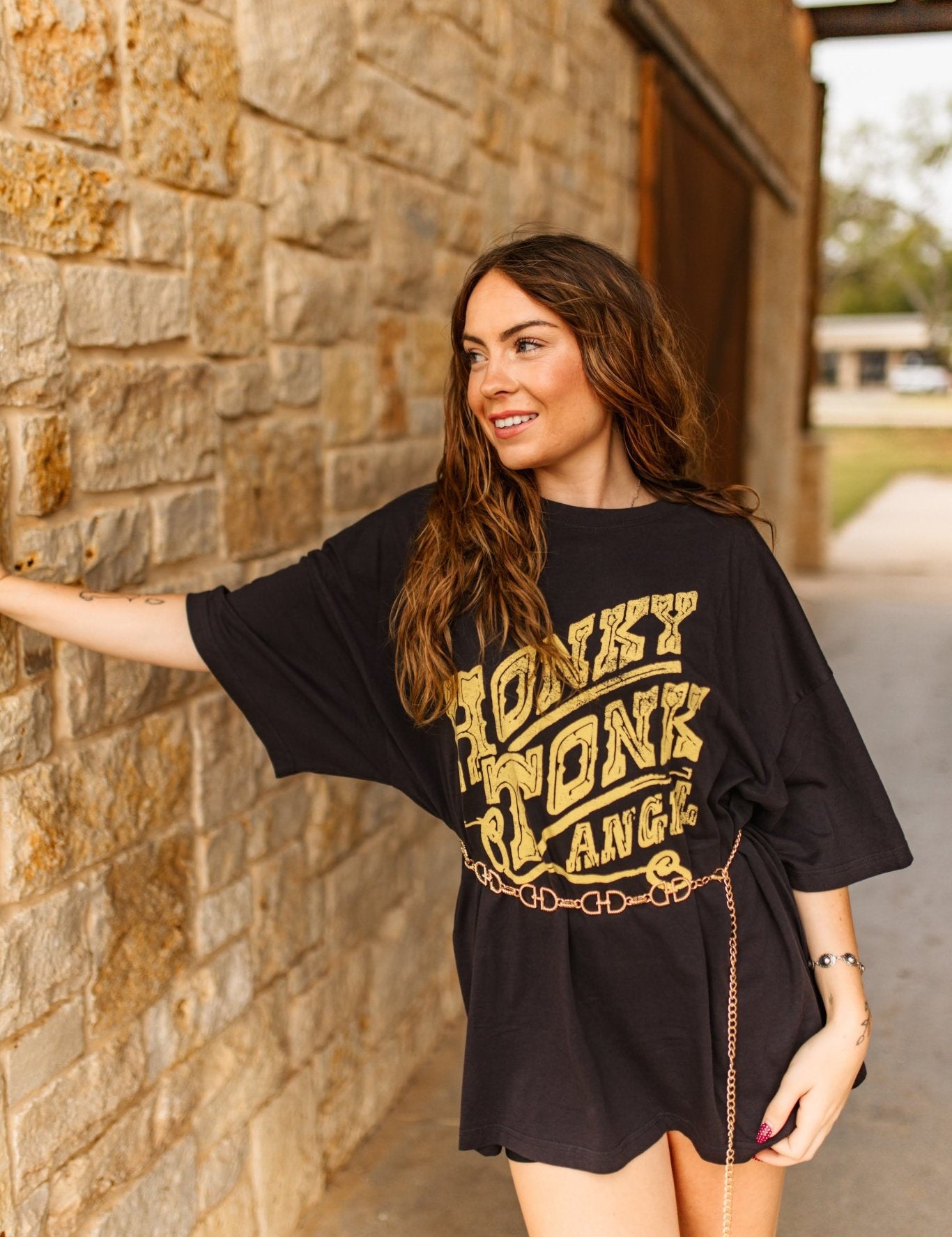 Oversized Honky Tonk Angel Graphic Tee