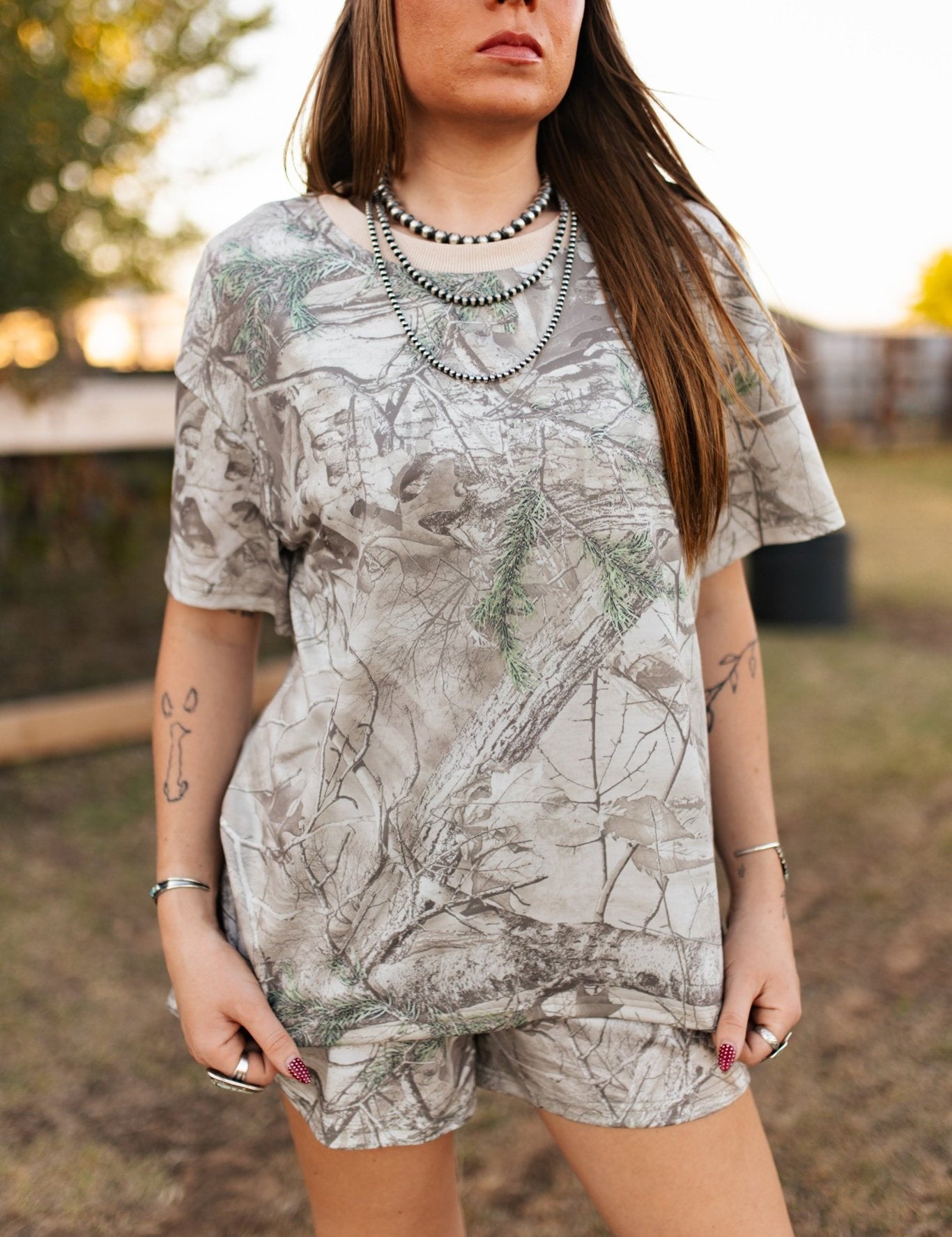 Oversized Retro Camo Tee and Shorts SetS