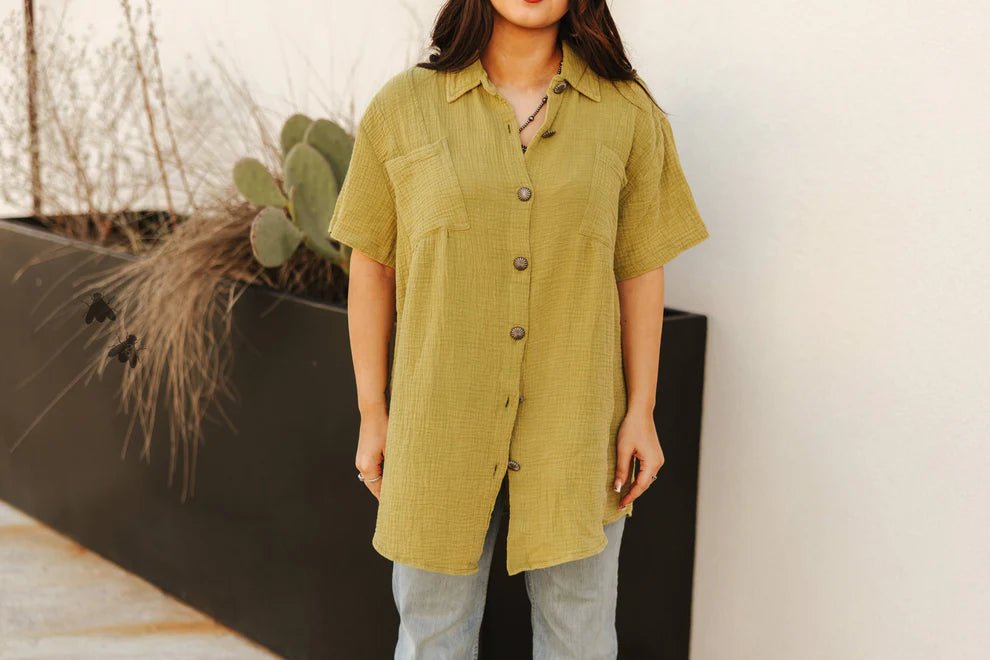 Oversized Short Sleeve Button UpS/M