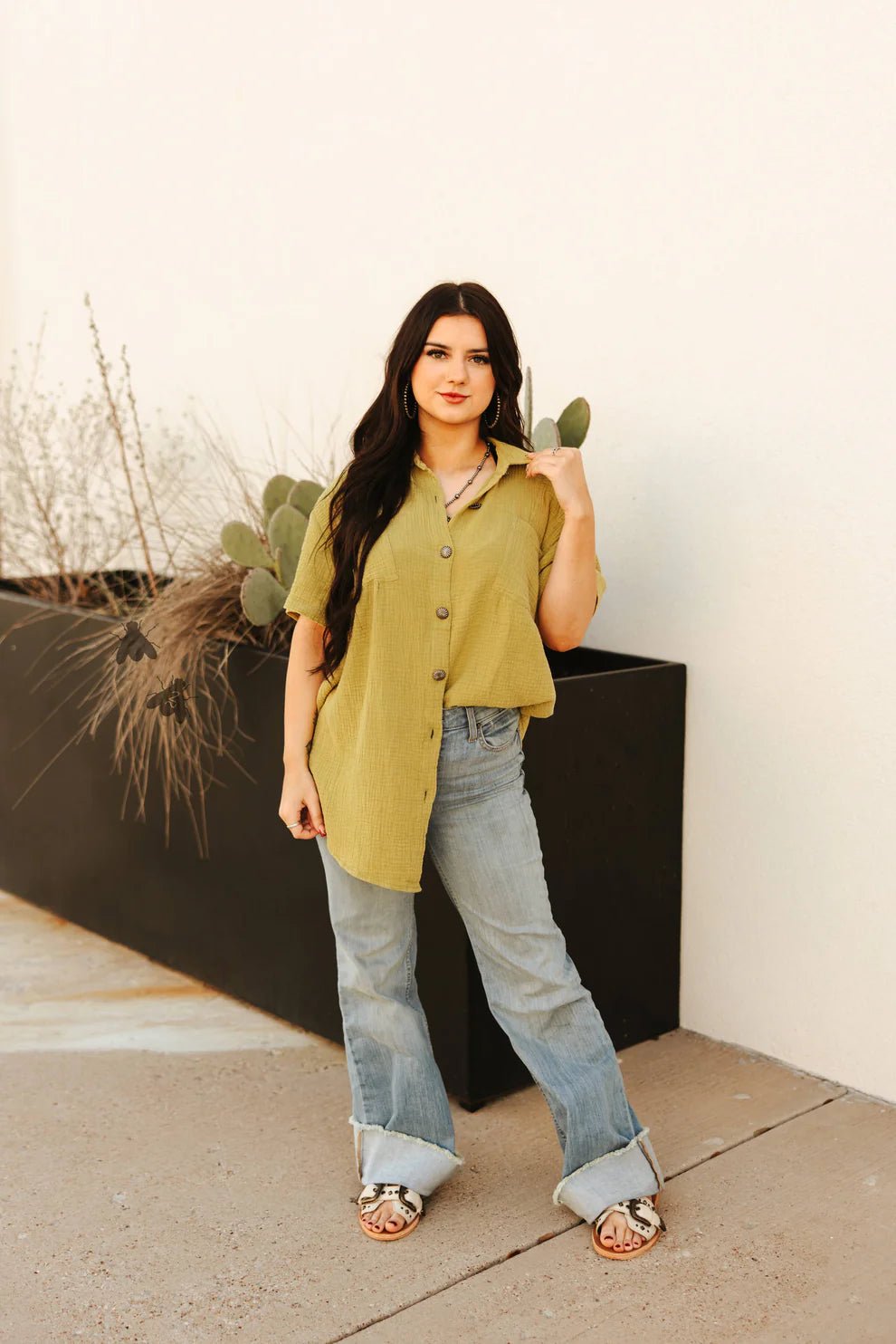 Oversized Short Sleeve Button UpS/M