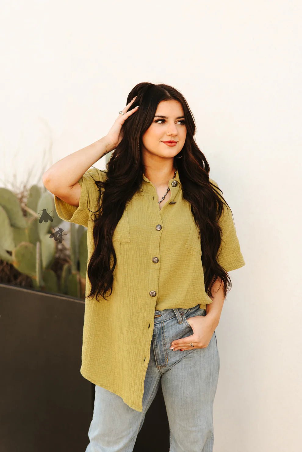 Oversized Short Sleeve Button UpS/M