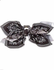 Paisley Bow Claw Hair Clip - Black