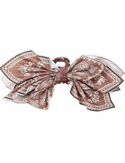 Paisley Bow Claw Hair Clip - Brown