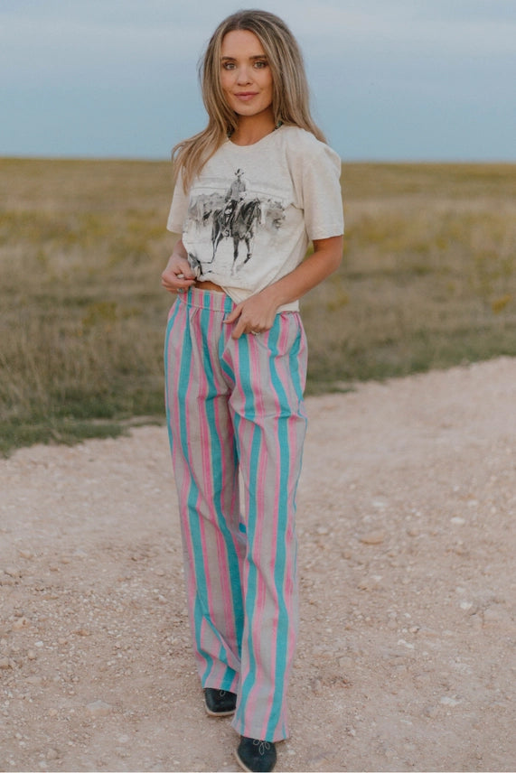Pink Pony Stripe Pants