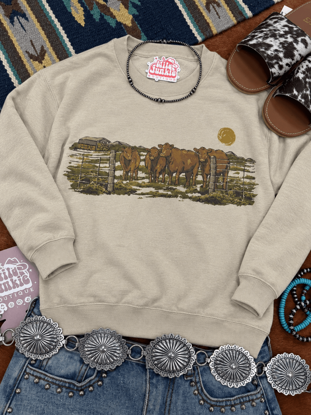 Pasture Angus Cattle Graphic SweatshirtSandS