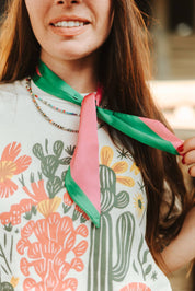 Pink And Green Twilly Scarf