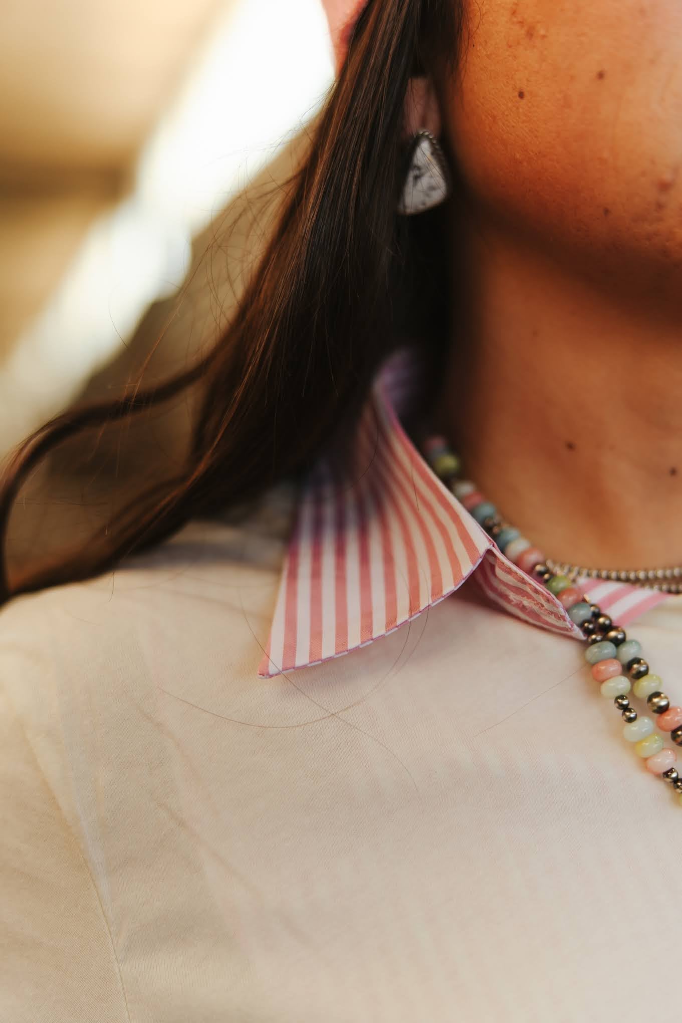Pink And White Striped Collar