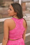 Pink Aztec Embossed Tank TopPinkXS