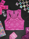 Pink Aztec Embossed Tank TopPinkXS