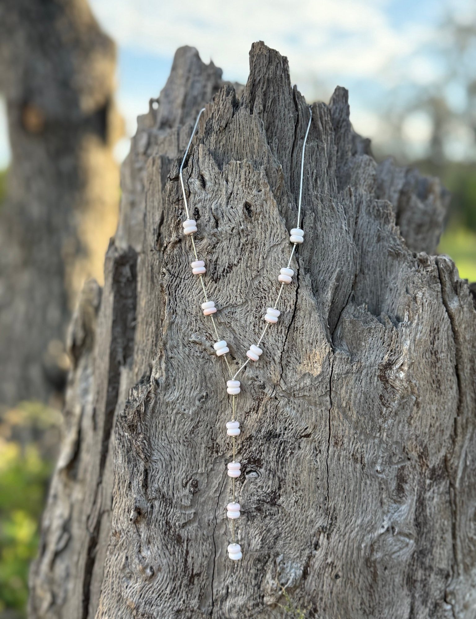 Pink Conch Lariat Necklace