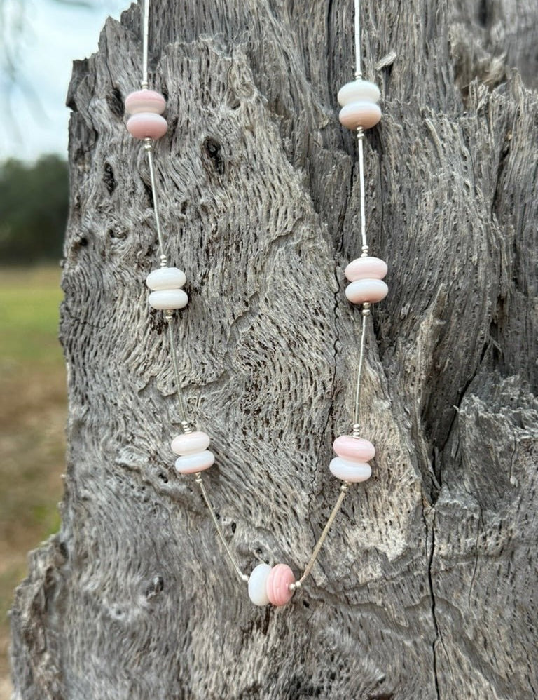 Pink Conch Liquid Silver Choker