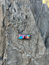 Pink Dahlia Turquoise Bar Necklace