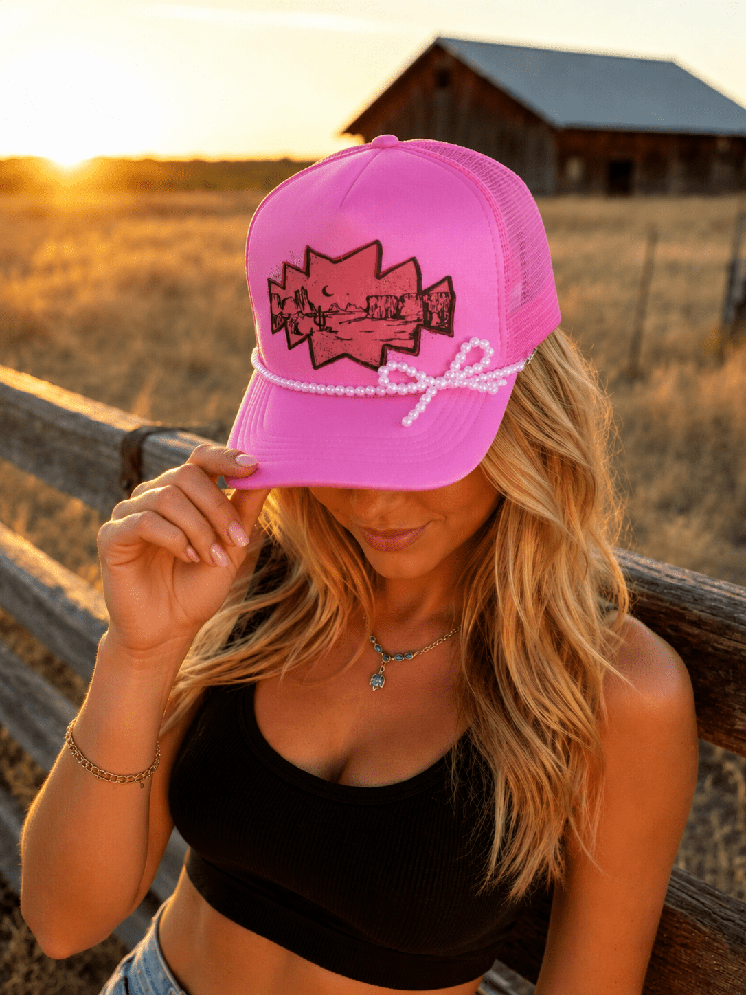 Pink Desert Trucker HatPink