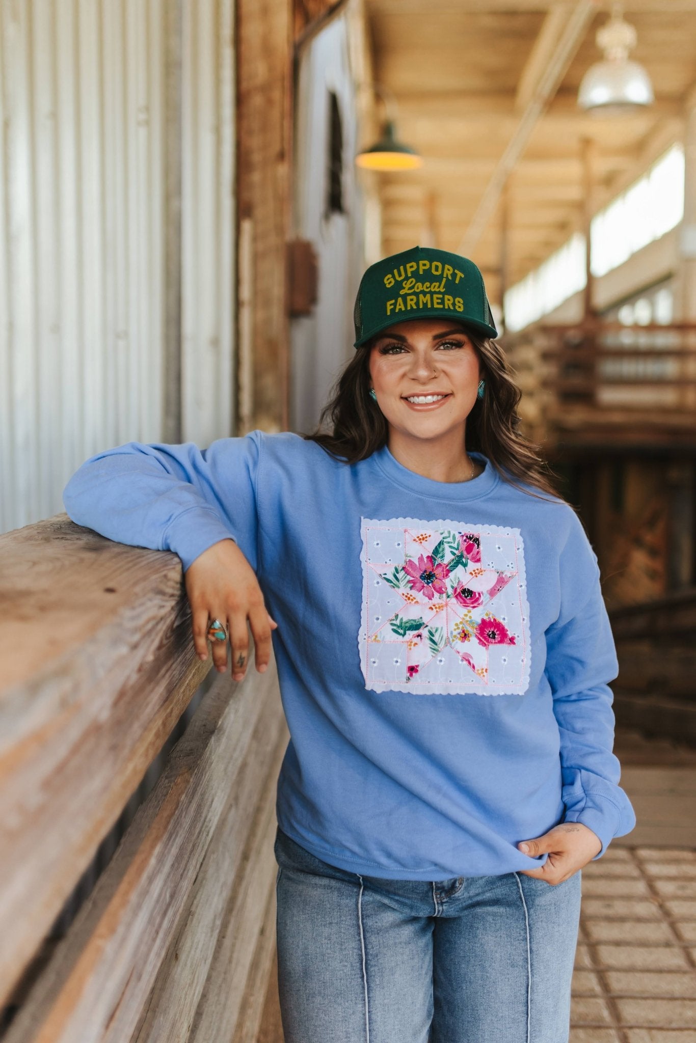 Pink Floral Patchwork SweatshirtS