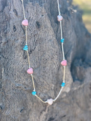Pink Heart And Turquoise Necklace
