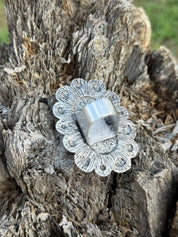 Pink Oval Turquoise Halo Ring