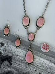 Pink Queen Conch Lariat Necklace And Earrings Set