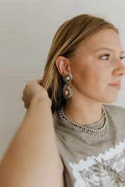 Pink Rose Concho Earrings
