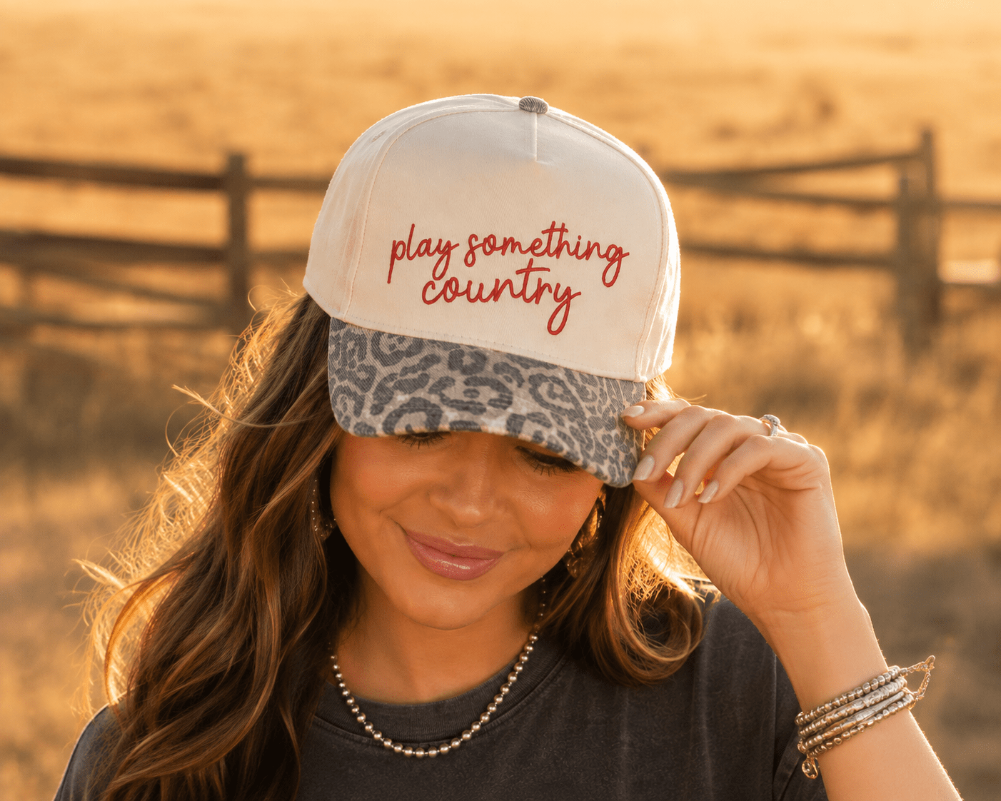 Play Something Country Leopard Embroidered Trucker Hat