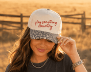 Play Something Country Leopard Embroidered Trucker Hat