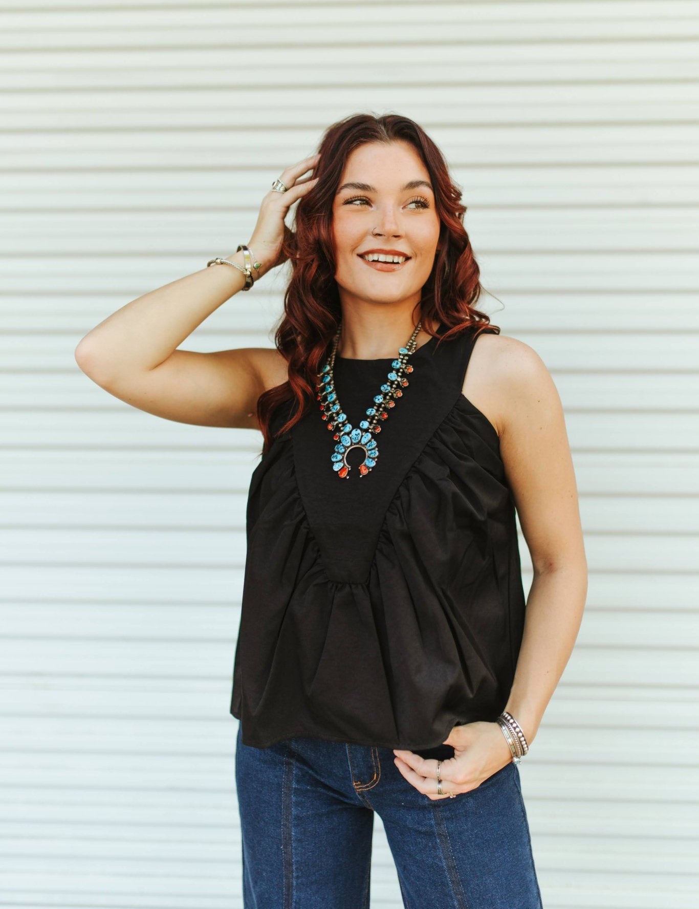 Pleated Sleeveless TopS