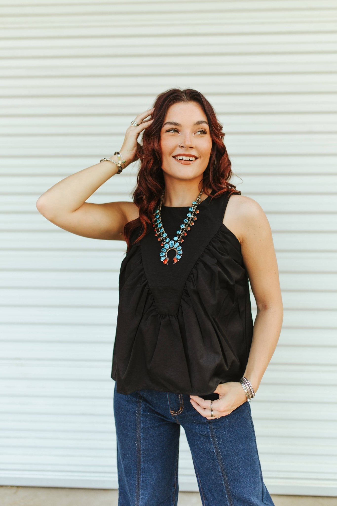 Pleated Sleeveless TopS