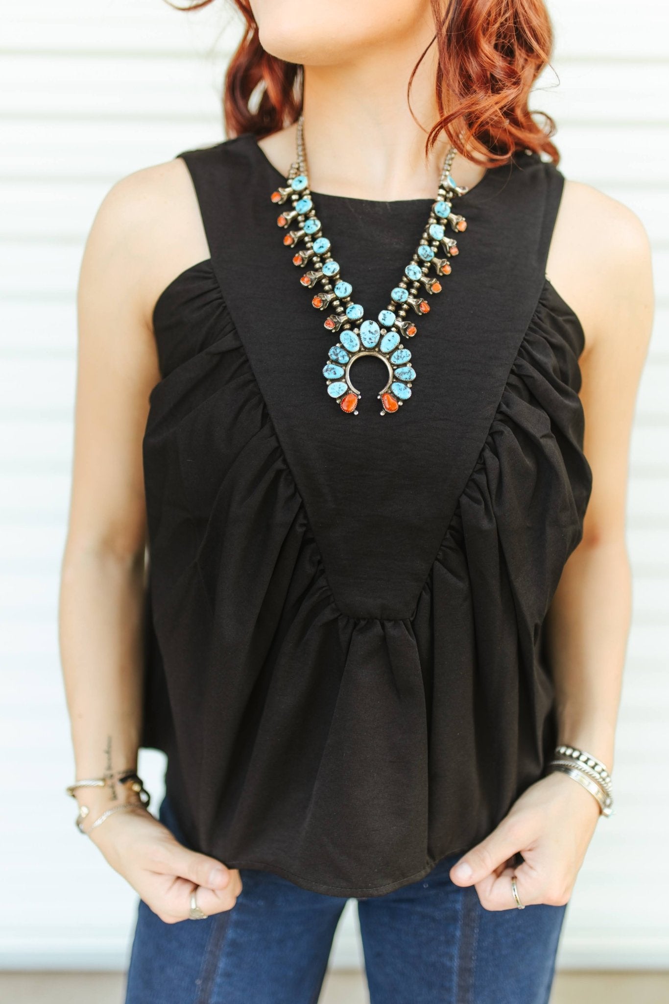 Pleated Sleeveless TopS