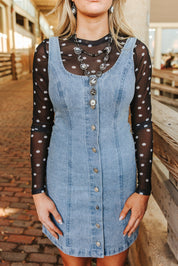 Polka Dot Mesh Long Sleeve - BlackS