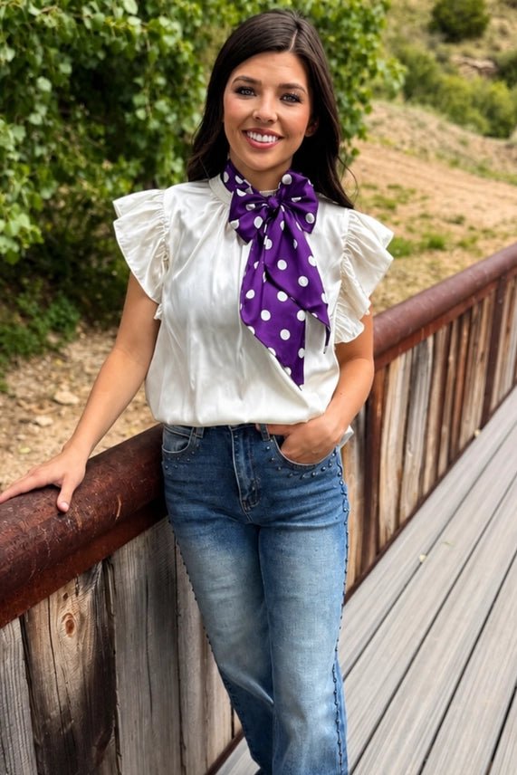 Prairie Polka Dot Twilly Scarf - Purple