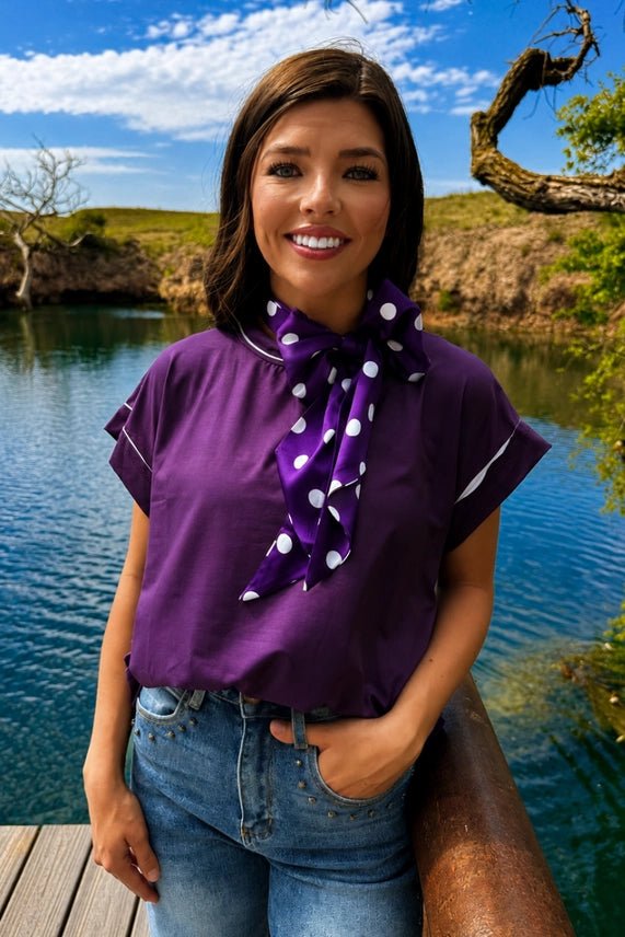 Prairie Polka Dot Twilly Scarf - Purple