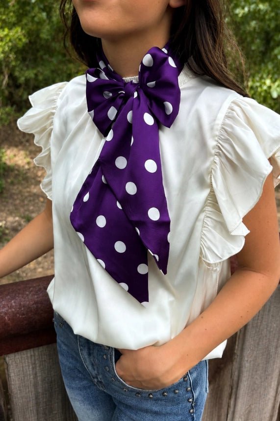 Prairie Polka Dot Twilly Scarf - Purple
