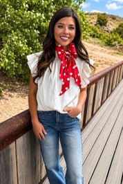 Prairie Polka Dot Twilly Scarf - Red
