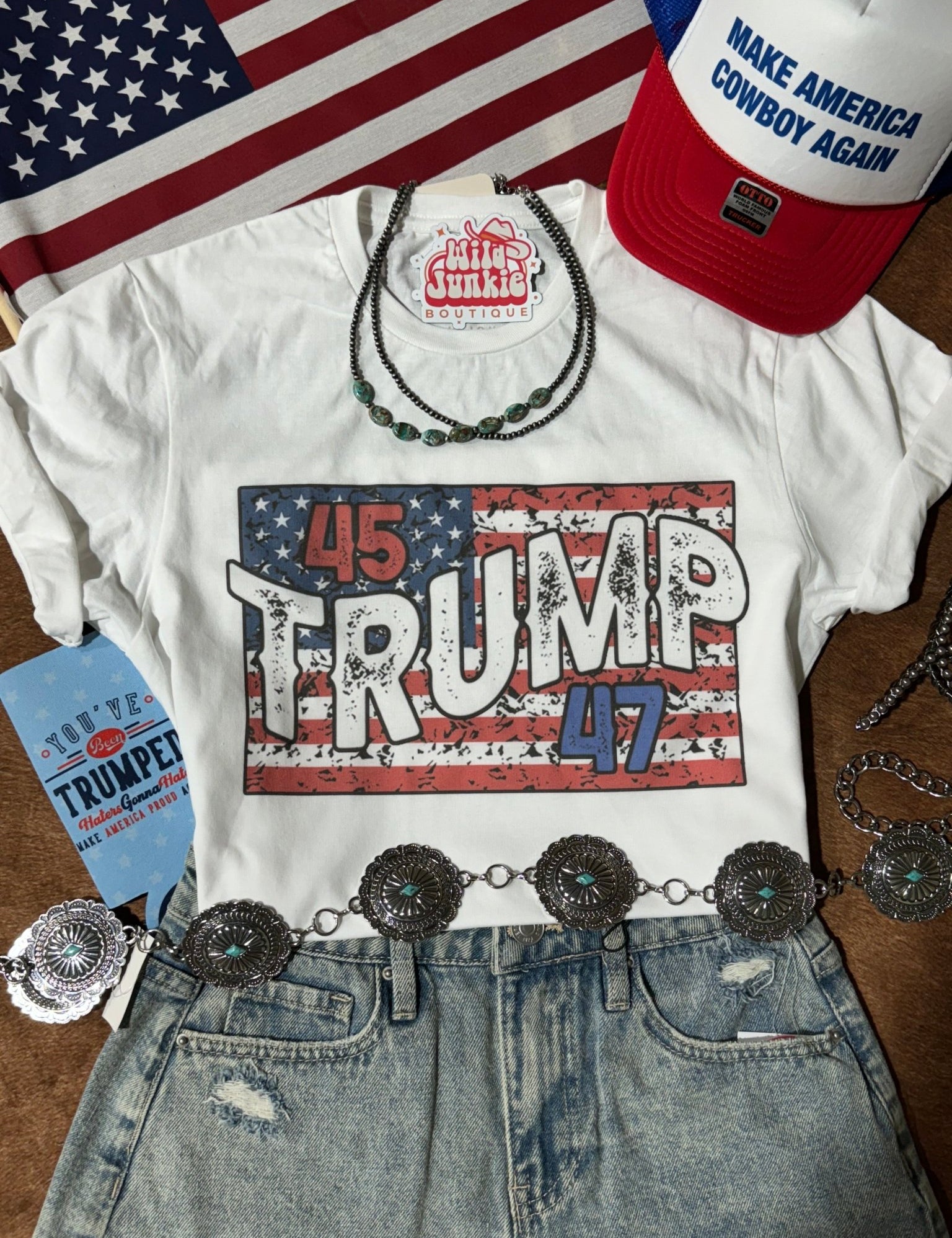 President Trump: 45 & 47 Graphic TeeWhiteS